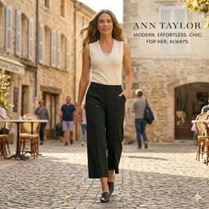 Ann Taylor Women's Black Wide Leg Gaucho Culotte Pants 6P